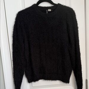 Divided Black Fuzzy Crew Neck Sweater